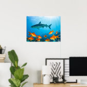 Shark among gold fishes poster (Thuiskantoor)