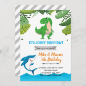Shark and dinosaur joint verjaard kaart (Voorkant / Achterkant)
