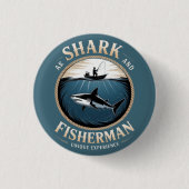 Shark and Fisherman Ronde Button 3,2 Cm (Voorkant)