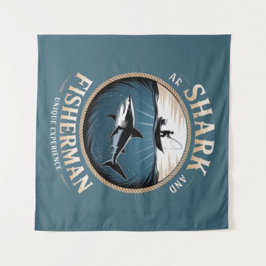 Shark and Fisherman Wandkleed (Voorkant (horizontaal))