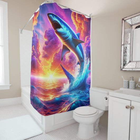 Shark Art Douchegordijn (In situ)