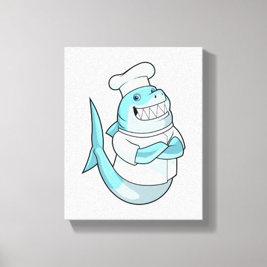 Shark as Chef with Cooking apron Canvas Afdruk (Voorkant)