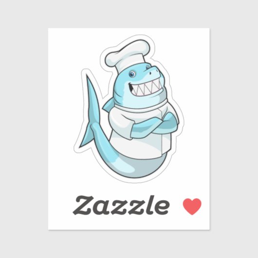 Shark as Chef with Cooking apron Sticker (Vel)