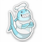Shark as Chef with Cooking apron Sticker (Voorkant)