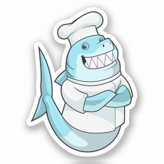 Shark as Chef with Cooking apron Sticker (Voorkant)