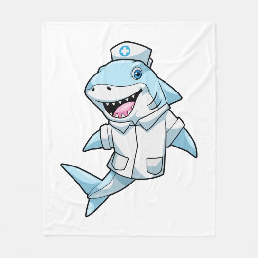 Shark as Nurse with Coat Fleece Deken (Voorkant)