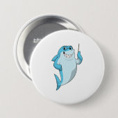 Shark as Teacher with Pointer Ronde Button 7,6 Cm (Voorkant /achterkant)