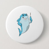 Shark as Teacher with Pointer Ronde Button 7,6 Cm (Voorkant)