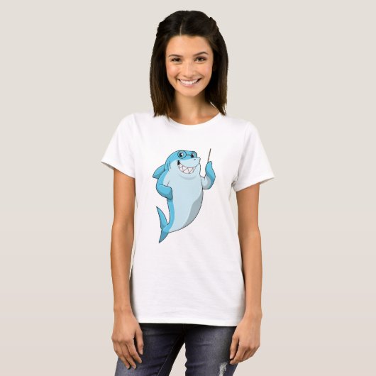 Shark as Teacher with Pointer T-shirt (Voorkant volledig)