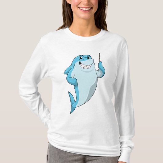 Shark as Teacher with Pointer T-shirt (Voorkant)