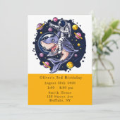 Shark Astronaut Space Boy Birthday Party Kaart (Staand voorkant)