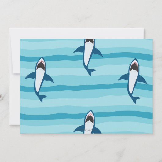 Shark Attack Birthday Party Shark Boys Pool Foto Kaart (Achterkant)