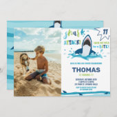 Shark Attack Birthday Party Shark Boys Pool Foto Kaart (Voorkant / Achterkant)