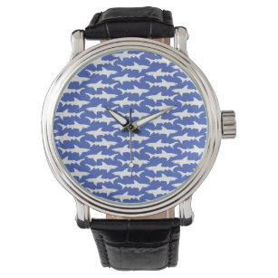 Shark Attack - Blauw en Wit Horloge