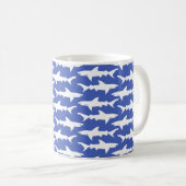 Shark Attack - Blauw en wit Koffiemok (Voorkant rechts)