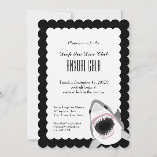 Shark Attack Dive Club Event of Birthday Party Kaart (Achterkant)