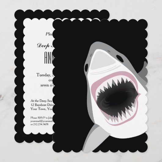 Shark Attack Dive Club Event of Birthday Party Kaart (Voorkant / Achterkant)