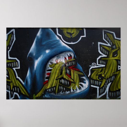 Shark attack graffiti poster (Voorkant)