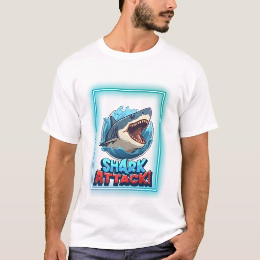 Shark Attack Graphic T-Shirt – Bold Ocean Predator (Voorkant)