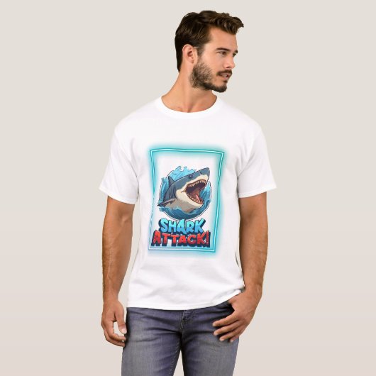 Shark Attack Graphic T-Shirt – Bold Ocean Predator (Voorkant volledig)
