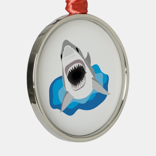 Shark Attack - Grote witte haaiensprongen van golv Metalen Ornament (Rechts)