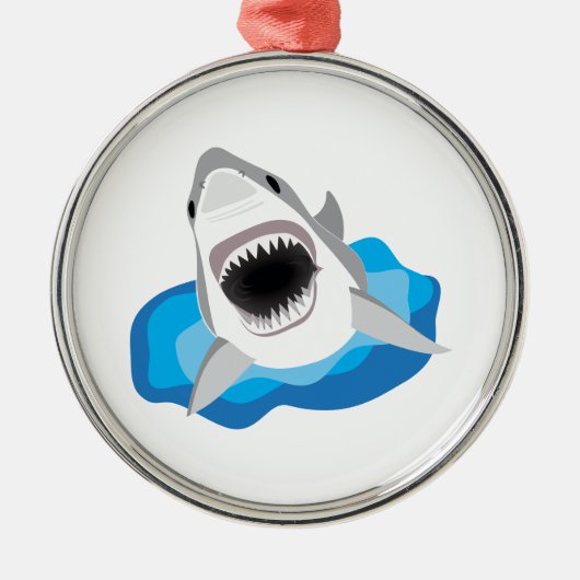 Shark Attack - Grote witte haaiensprongen van golv Metalen Ornament (Voorkant)