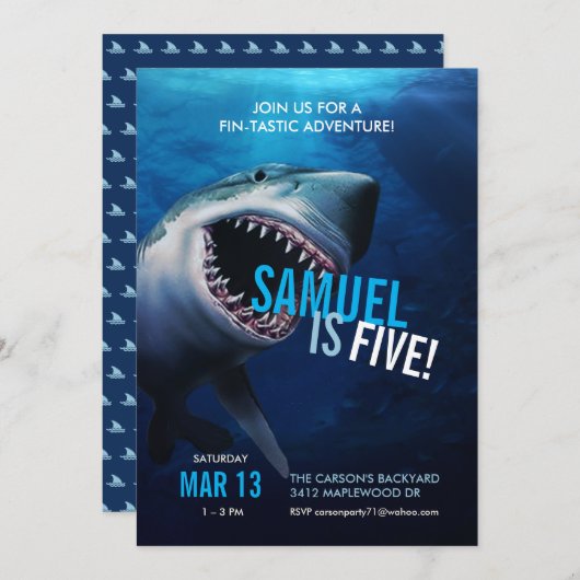 Shark Attack | Meerdaagse uitnodigingsboeien Kaart (Voorkant / Achterkant)