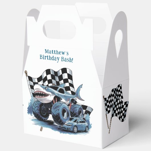Shark Attack Monster Truck Verjaardag Bash Bedankdoosjes (Open)