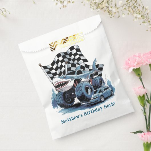 Shark Attack Monster Truck Verjaardag Bash Bedankzakje (Gezegeld)