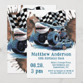 Shark Attack Monster Truck Verjaardag Bash Kaart (Voorkant / Achterkant)