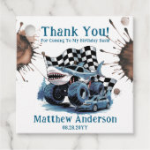 Shark Attack Monster Truck Verjaardag Bash Welkom Bedankjes Labels (Voorkant)