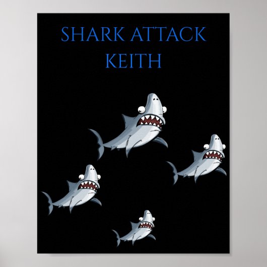 "SHARK ATTACK" PERSONALISEERD POSTER (Voorkant)