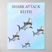 "SHARK ATTACK" PERSONALISEERD POSTER (Voorkant)