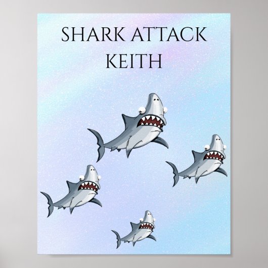 "SHARK ATTACK" PERSONALISEERD POSTER (Voorkant)