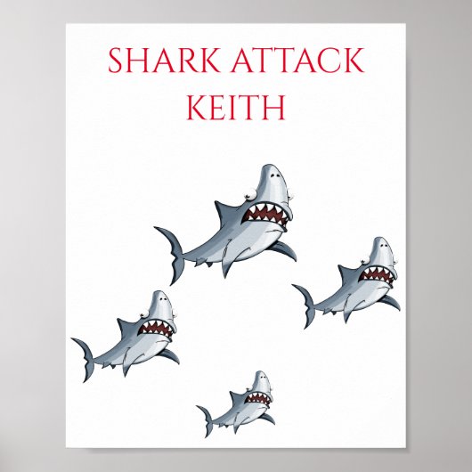 "SHARK ATTACK" PERSONALISEERD POSTER (Voorkant)