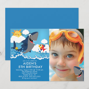Shark Attack Pool verjaardagsuitnodiging Kaart