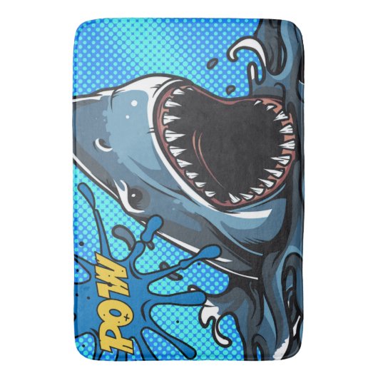 Shark Attack POW Superheld Comic Water Splat Badmat (Voorkant Verticaal)