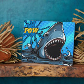 Shark Attack POW Superheld Comic Water Splat Fotoplaat (Zijkant)