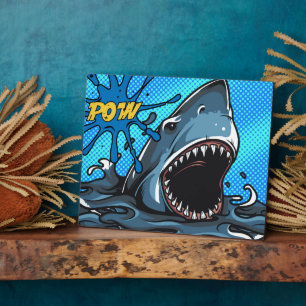 Shark Attack POW Superheld Comic Water Splat Fotoplaat