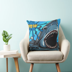Shark Attack POW Superheld Comic Water Splat Kussen
