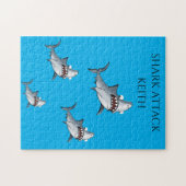 Shark attack puzzel met gepersonaliseerde naam. legpuzzel (Horizontaal)