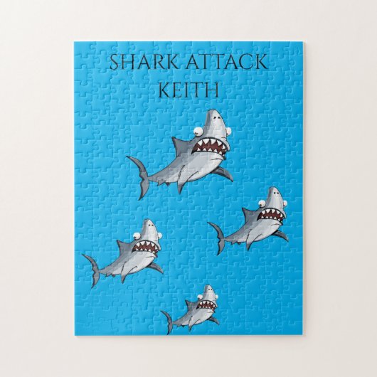 Shark attack puzzel met gepersonaliseerde naam. legpuzzel (Verticaal)