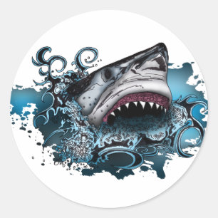 Shark Attack Ronde Sticker