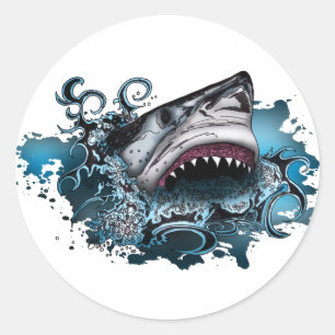 Shark Attack Ronde Sticker