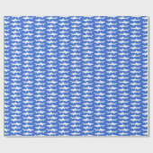 Shark Attack School of Sharks Blue and White Cadeaupapier (Vlak)