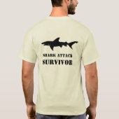 Shark Attack Survivor Black Shark Tekening T-shirt (Achterkant)