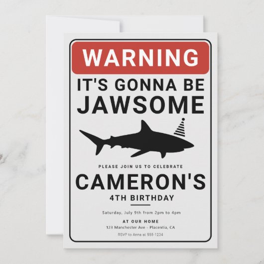 Shark Attack Verjaardag Pool Party Uitnodiging (Voorkant)