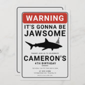 Shark Attack Verjaardag Pool Party Uitnodiging (Voorkant / Achterkant)