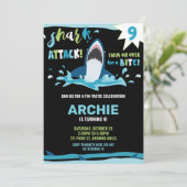 Shark Attack Verjaardagsfeestje Shark Boys Pool Pa Kaart (Staand voorkant)