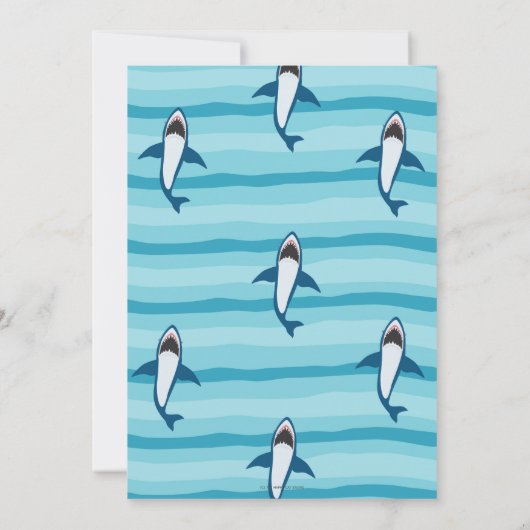 Shark Attack Verjaardagsfeestje Shark Boys Pool Pa Kaart (Achterkant)